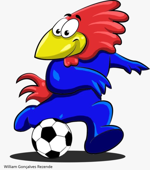 Vencedor de bola de futebol de personagem com copa ilustração de desenho  animado de futebol