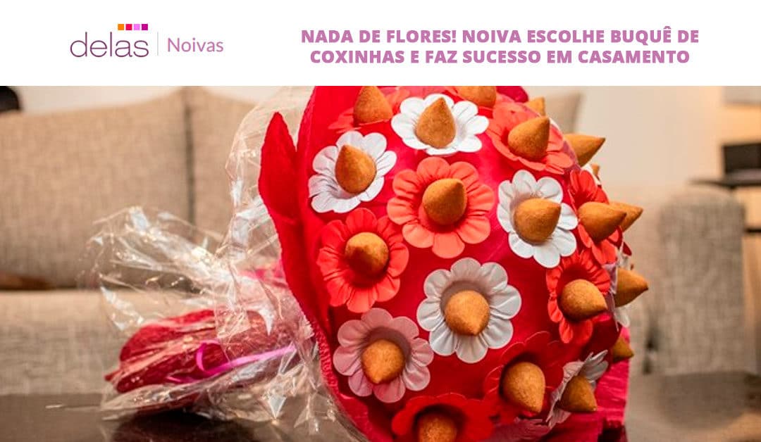 Nada de flores! Noiva escolhe buquê de coxinhas e faz sucesso em casamento